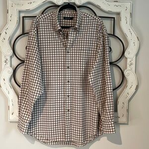 NAUTICA ECO 100% COTTON BUTTON DOWN PLAID SHIRT SAGE/BURGUNDY SIZE EXTRA LARGE